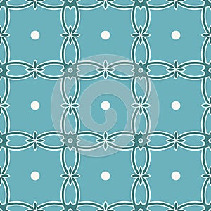 Vector turquoise seamless pattern background: Decorated Folio Lattice.