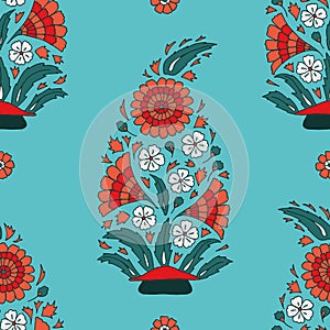 Vector turquoise seamless pattern background: Quiet Boteh photo