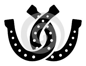 Vector two connected horseshoes as luck symbol