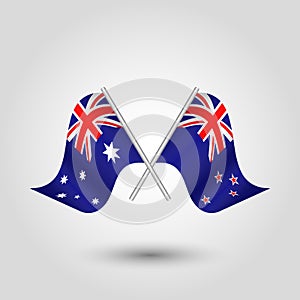 Vector two crossed australian and zealander flags
