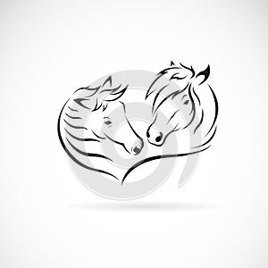 Vector of two horse head design on white background. Easy editable layered vector illustration. Wild Animals