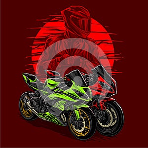 vector of two motorcycle motorbike sport