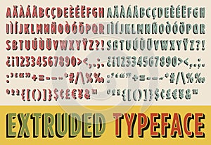 Vector typeset of extruded typeface