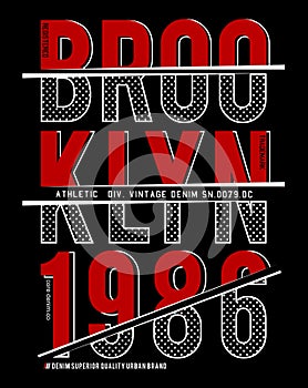 Vector typography varsity brooklyn 1986