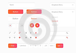 Vector UI kit web template. Web Design elements. Vector set of various elements used for User Interface projects.