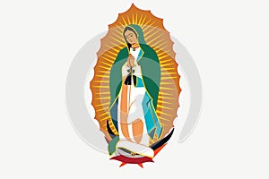 vector ultra simple Holy Lady of guadalupe nuestra senora de guadalupe icon card illustration, Generative AI photo