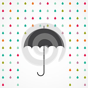 Vector umbrella and rain drops