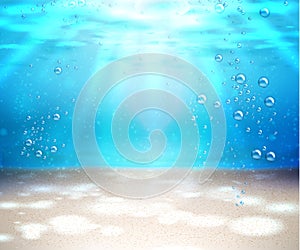 Vector underwater life sea bottom scene background