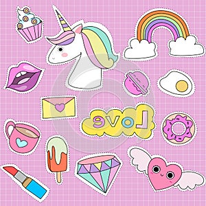 vector unicorn cartoon cute for clipart , sticker