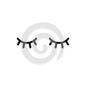 Vector unicorn eyelashes. Closed woman eyes. Vector icon.