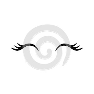 Vector unicorn eyelashes. Closed woman eyes. Vector icon. photo