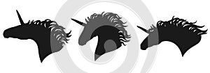 Vector unicorn head silhouettes set