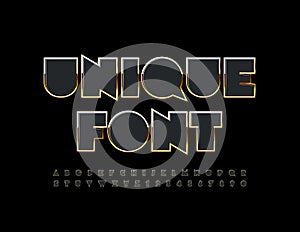 Vector Unique Font. Black and Gold creative Alphabet