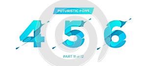 Vector Unique Futuristic Numbers. Decorative Headline Typeface