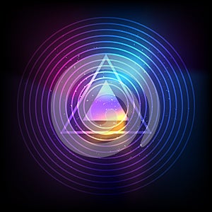 Vector universe wave signal, triangle abstract background