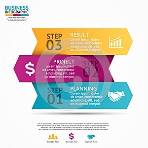 Vector up arrows infographic, diagram, graph, presentation, chart. Business cycle concept with 3 options, parts, steps
