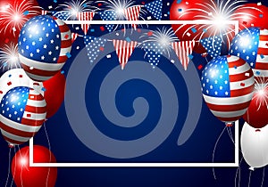 Vector USA balloon design of american flag with firework