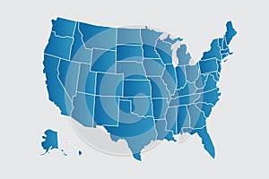 Vector USA map blue states