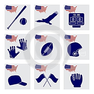 Vector USA Set American National Symbol Sport