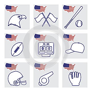 Vector USA Set American National Symbol Sports