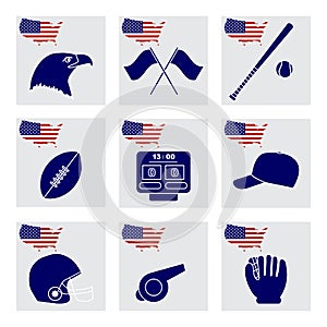 Vector USA Set American National Symbol Sports