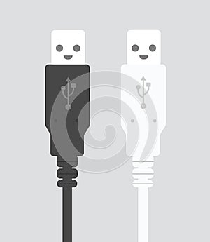 Vector USB plug black and white