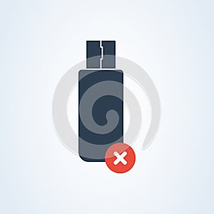 Vector usb type-c and usb-c memory icon. delete flash memory. warning information