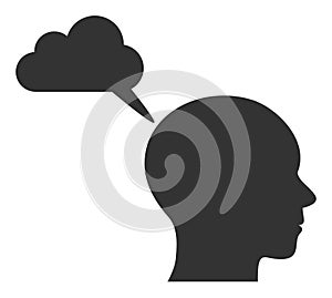 Vector User Mental Cloud Flat Icon Symbol