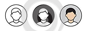 Vector User Profile Icon In Outline Glyph And Flat