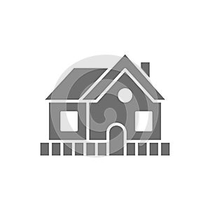 Vector vacation home, country house grey icon.