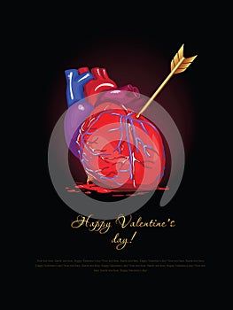 Vector valentine card. broken heart