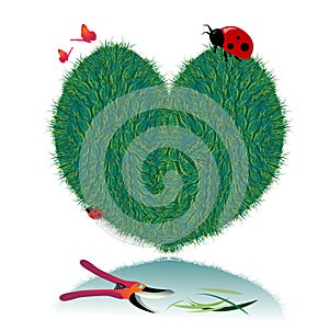 Vector valentine grass heart