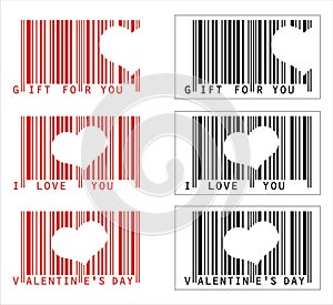 Vector Valentine Love barcodes
