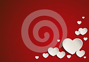 Vector Valentine\'s card on a red background with cute white hearts