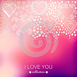 Vector Valentine's Day background. Blurred template, holiday. In