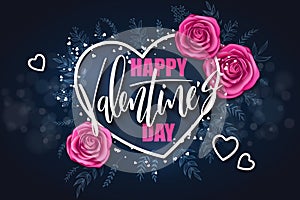 Vector valentine`s day grettings lettering with doodle