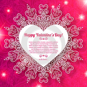 Vector Valentine's day lacy paper heart greeting