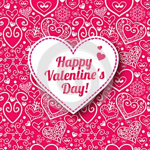 Vector Valentine's day lacy paper heart greeting