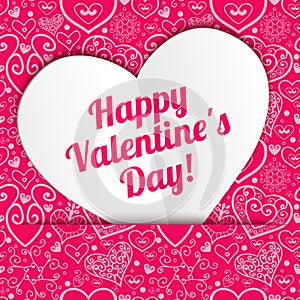 Vector Valentine's day lacy paper heart greeting