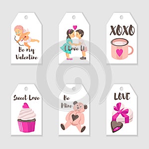 Vector Valentine`s Day tags templates.