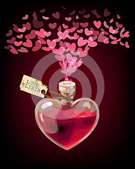 Vector Valentines Day card with love elixir