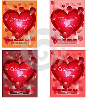 Vector Valentines Day night party flayer set