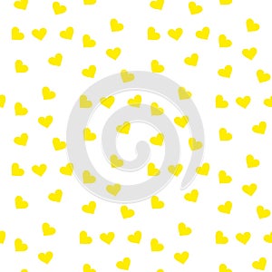 Vector Valentines day seamless pattern background with hearts of yellow