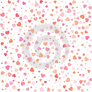Vector Valentines day seamless pattern with colorful hearts white background.