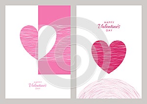 Vector Valentines greeting cards with textured heart