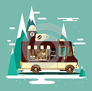 Vector van illustration retro vintage coffee