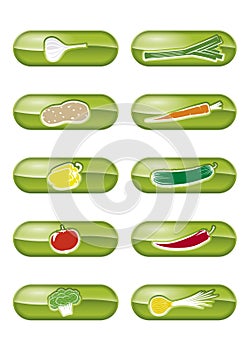 Vector vegetables buttons set