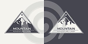 Vector Ventage Labels with Hand Drawn Mountains. 2022. Illustration for Ski Resort, Hiking, Climbing, Mountain Biking