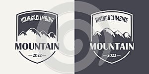 Vector Ventage Labels with Hand Drawn Mountains. 2022. Illustration for Ski Resort, Hiking, Climbing, Mountain Biking