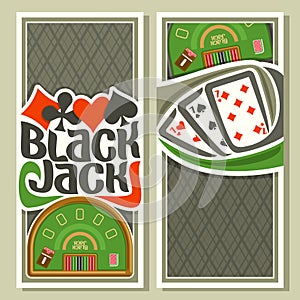 Vector vertical banners of Black Jack for text